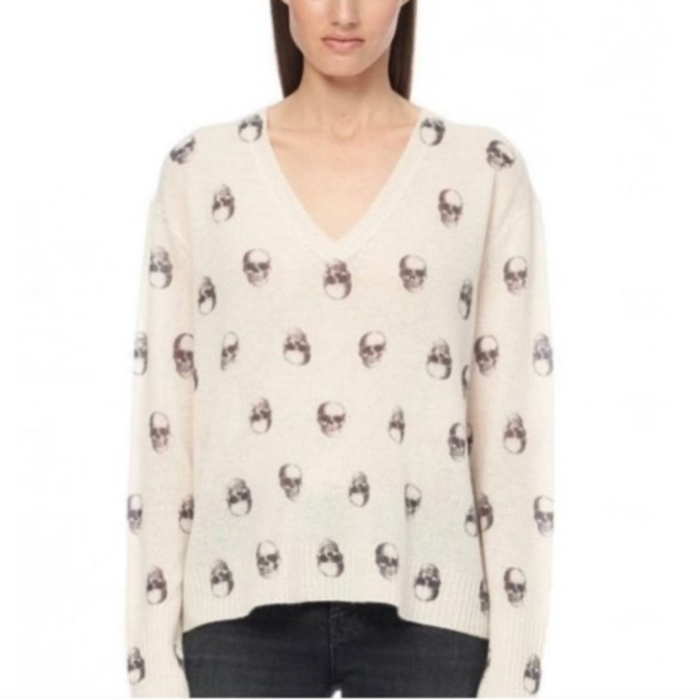 Skull Cashmere Jolie Relaxed Fit Cashmere Pullover; Size Small